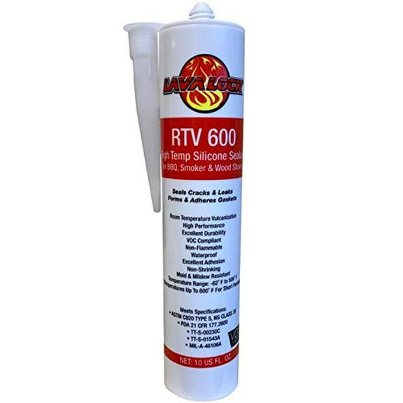 LavaLock RTV High Temp BBQ Smoker Sealer Gasket Adhesive 10 oz Cartridge (600 F - Red)
