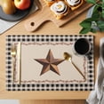 thumbnail image 2 of Placemats Set of 4, Western Texas Star Retro Woven Placemat, Linen Place Mats for Kitchen/Dining Tables, Rustic Vintage Berry Black Beige Plaid Washable Table Mats for Party, 2 of 8