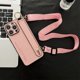 thumbnail image 3 of Luxury Litchi Leather Wrist Strap Stand Phone Cases For iPhone 15 14 Pro Max 13 12 Mini XS XR 7 8 Plus Necklace Crossbody Cover, 3 of 5