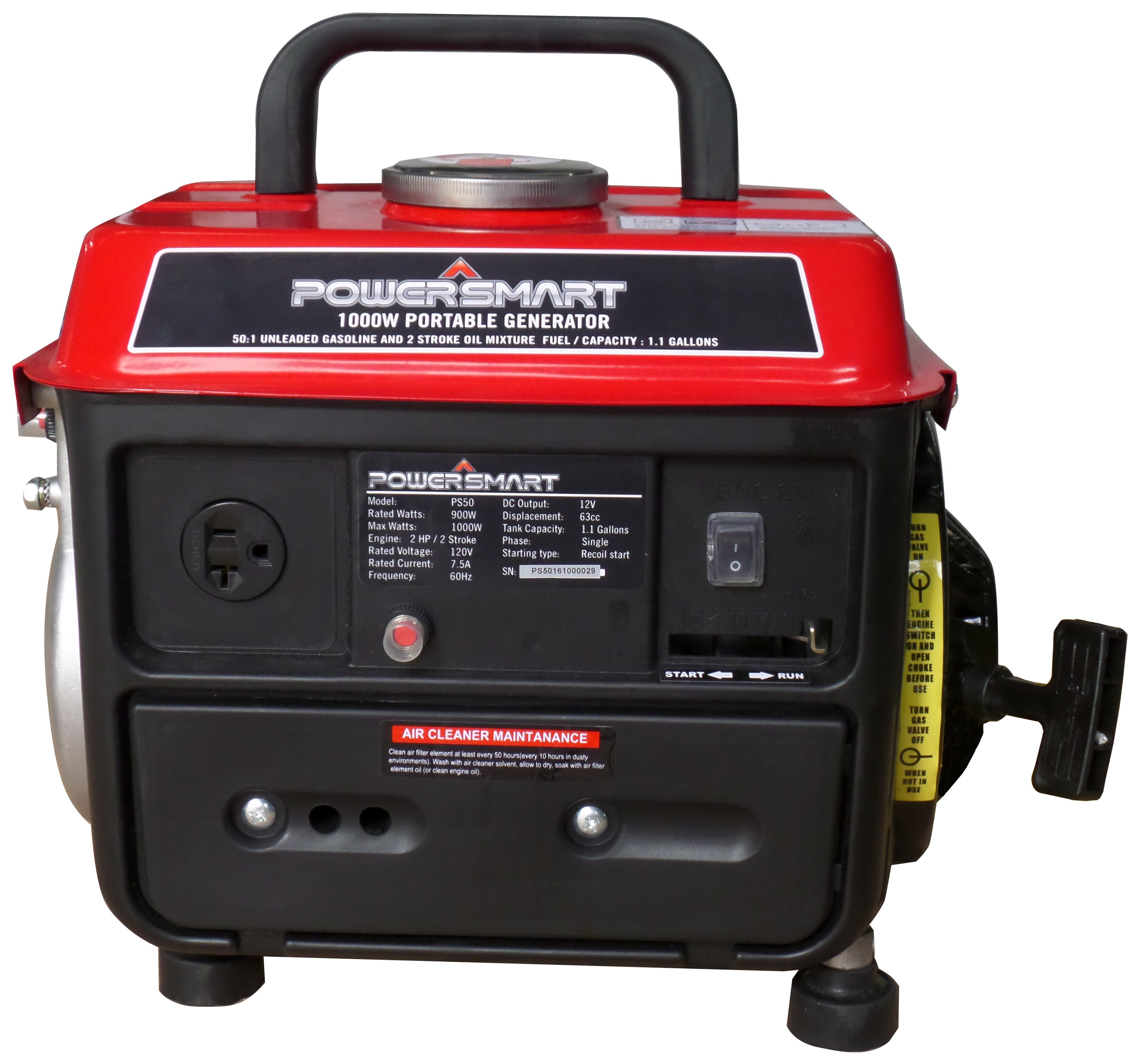 Power Smart PS50 1000-Watt 2 Stroke Manual Start Portable Generator - image 2 of 5