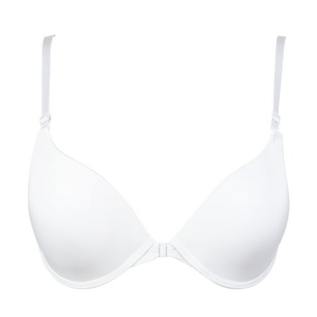 

Front Button Cotton Bra for Women Adjustable Super Gathering Push Up Bra Padded Seamless Underwire Bras White 80C