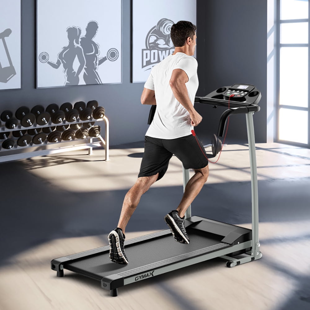 Spaco Folding Treadmill with 12 Preset Programs and LCD Display, Jogging Machine, Manual Treadmill, Black