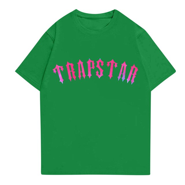 T-shirts pour Femmes Trapstar T-Shirt Imprimé pour Femmes Décontracté Graphique Junior Filles Manches Courtes tee-Shirt Original avec Col Rond(Vert, 2TG)