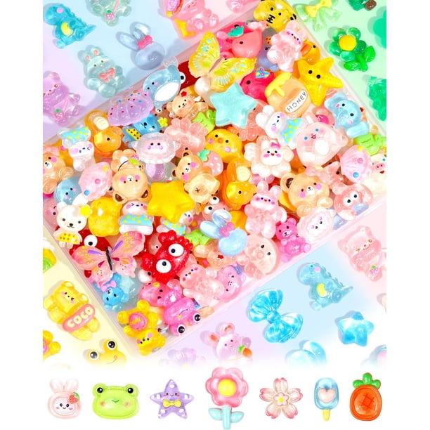 Set de amuletos Slime FIVEIZERO, 100 unidades, resina kawaii para manualidades