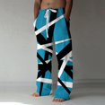 thumbnail image 2 of Pantalones de lino casuales para hombre, teñido anudado, estampado clásico, talla grande, holgados, ligeros, elásticos, con cordón, para playa, yoga azul 030 2XL azul 030 2XL Xishao ropa, 2 of 2