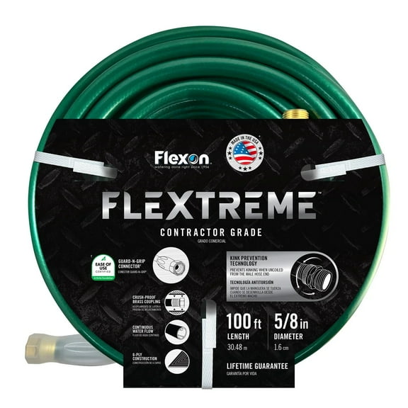 Flexon Contractor Grade Hose with Guard & Grip, 5/8" x 100'