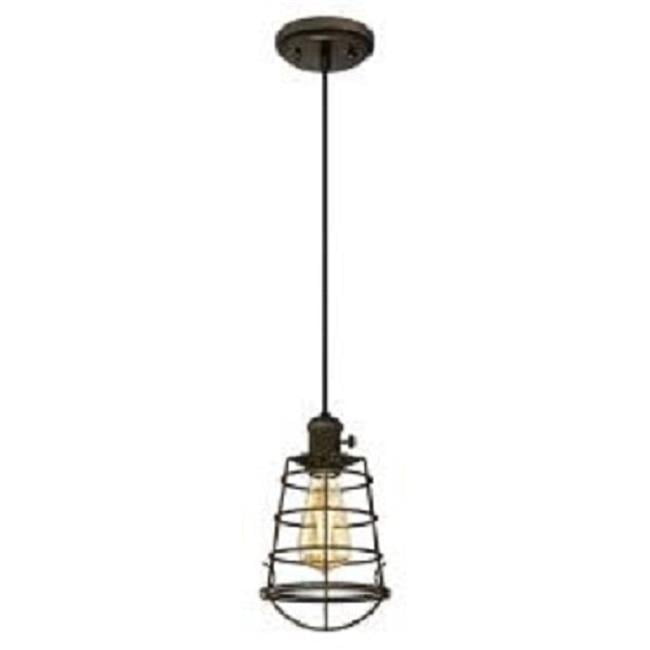 1 Light Mini Pendant with Turn Knob Oil Rubbed Bronze Finish with Cage Shade