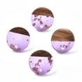 thumbnail image 4 of E872 - 10 pcs. 304 Stainless Steel Earring Posts Studs Settings Cabochons Tacks - 14mm - Wood and Resin - Brown and Purple - Gold Foil, 4 of 4