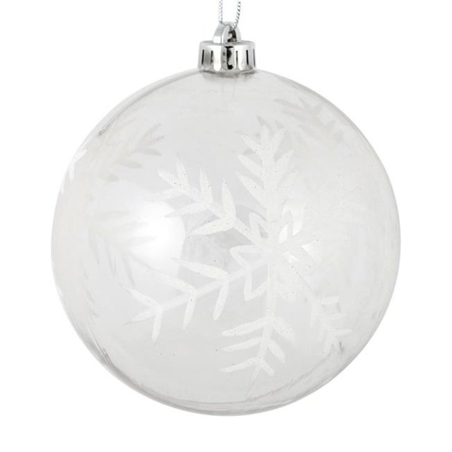 Vickerman N181300 6 in. Clear Ball White Glitter Snowflake 3 per Box