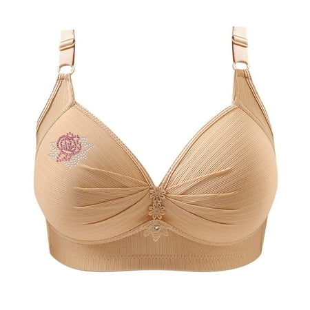 FUNUONY 2025 New Women s Push Up Bra Underwire Plunge Full Coverage Bras Bras for Women No Underwire Adjustable Bras Full Coverage Support Bralette Plus Size Everyday Bra Khaki M