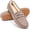 Gray, variant on Knivor Moccasin Slippers for Women Faux Suede Fleece Lined Slip‑On Cozy Bedroom House Slippers Soft Warm Winter Indoor Outdoor House Shoes