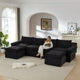 thumbnail image 5 of MAYEERTY Modern Modular Corduroy Sofa, Black Cloud-Soft Sectional Couch for Apartment, 5 of 9