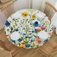 thumbnail image 2 of Wild Small Florals Round Fitted Tablecloth with Elastic Table Cover Round Elastic Tablecloth, Waterproof Wipeable Fitted Table Cloth, Fits Tables up to 45"-50" Diameter, 2 of 4