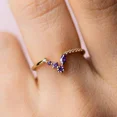 thumbnail image 2 of SDLJ Amethyst Crown V-Shape Wishbone Ring 925 Sterling Silver Gold Plated Dainty Curved Band Size 5–10, 2 of 2