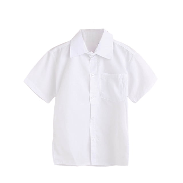 DXOUPM Boys Button Down Shirt Summer Toddler Lapel Short Sleeve Tops Versatile Daily Wear