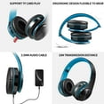 thumbnail image 4 of Bluetooth Headphones Over Ear, Hi-Fi Stereo Wireless Foldable Headset with Soft Memory-Protein Earmuffs, Built-in Mic and Wired Mode for PC/Cell Phones/TV(Blue), 4 of 9