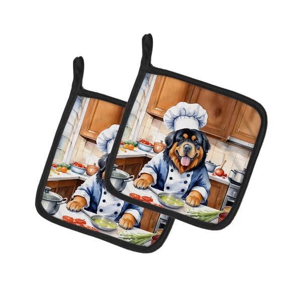 Carolines Treasures DAC6332PTHD 7.5 x 7.5 in. Unisex Tibetan Mastiff The Chef Pair of Pot Holder