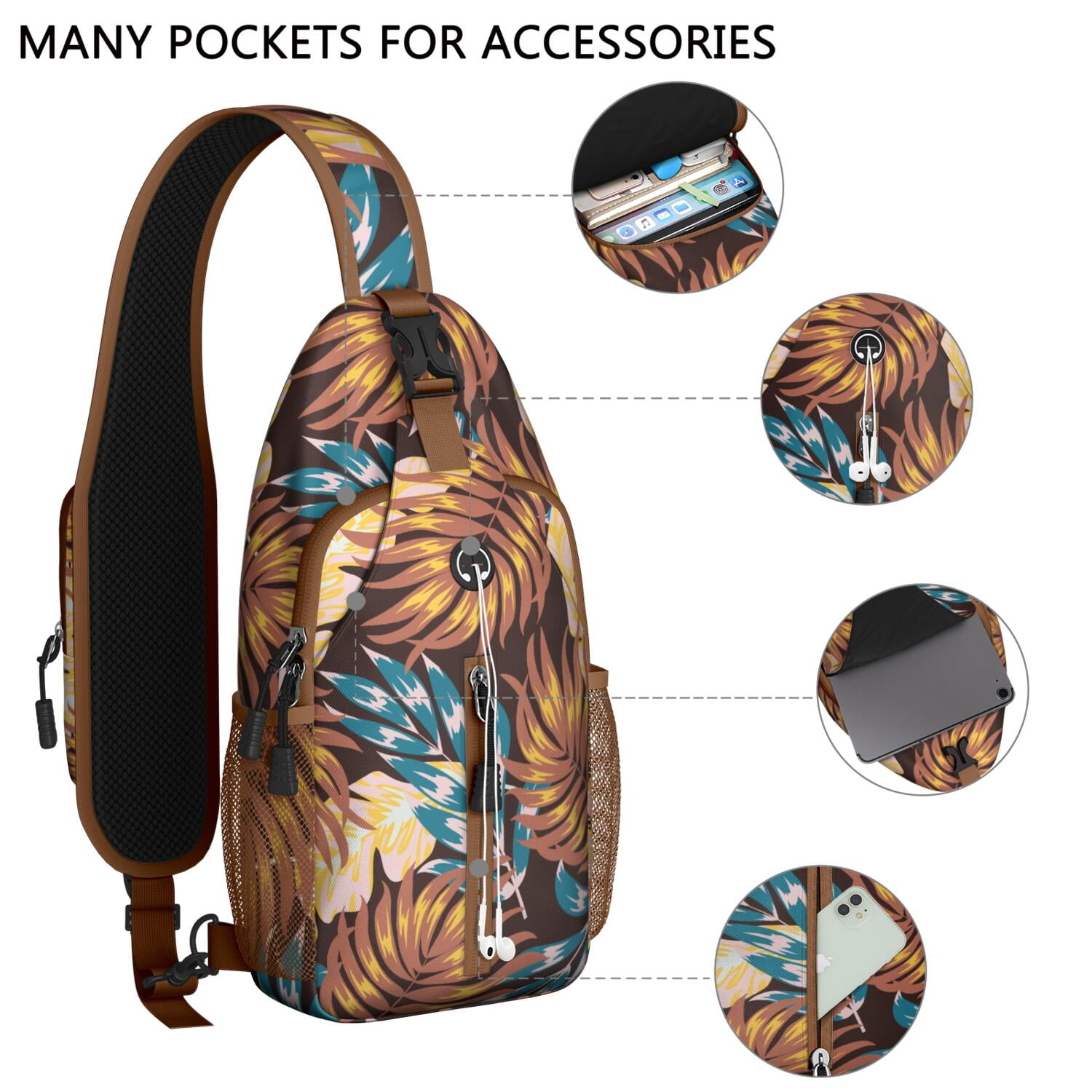 Dog and Nature Artwork Hiking Daypack – Breathable Back, Secure Compartments, Durable Build – Boho Animal Travel Chest Bag