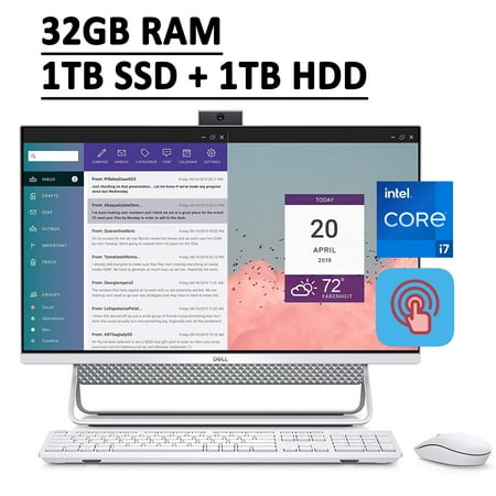 Dell Inspiron 27 7000 7700 All-in-One Desktop Computer 27" FHD Touchscreen 11th Gen Intel Quad-Core i7-1165G7 32GB RAM 1TB SSD + 1TB HDD Intel Iris Xe Graphics USB-C HDMI WiFi6 Webcam Win10 Silver