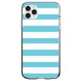 thumbnail image 1 of DistinctInk Clear Shockproof Hybrid Case for iPhone 13 (6.1" Screen) - TPU Bumper, Acrylic Back, Tempered Glass Screen Protector - Blue & White Bold Horizontal Stripes, 1 of 2