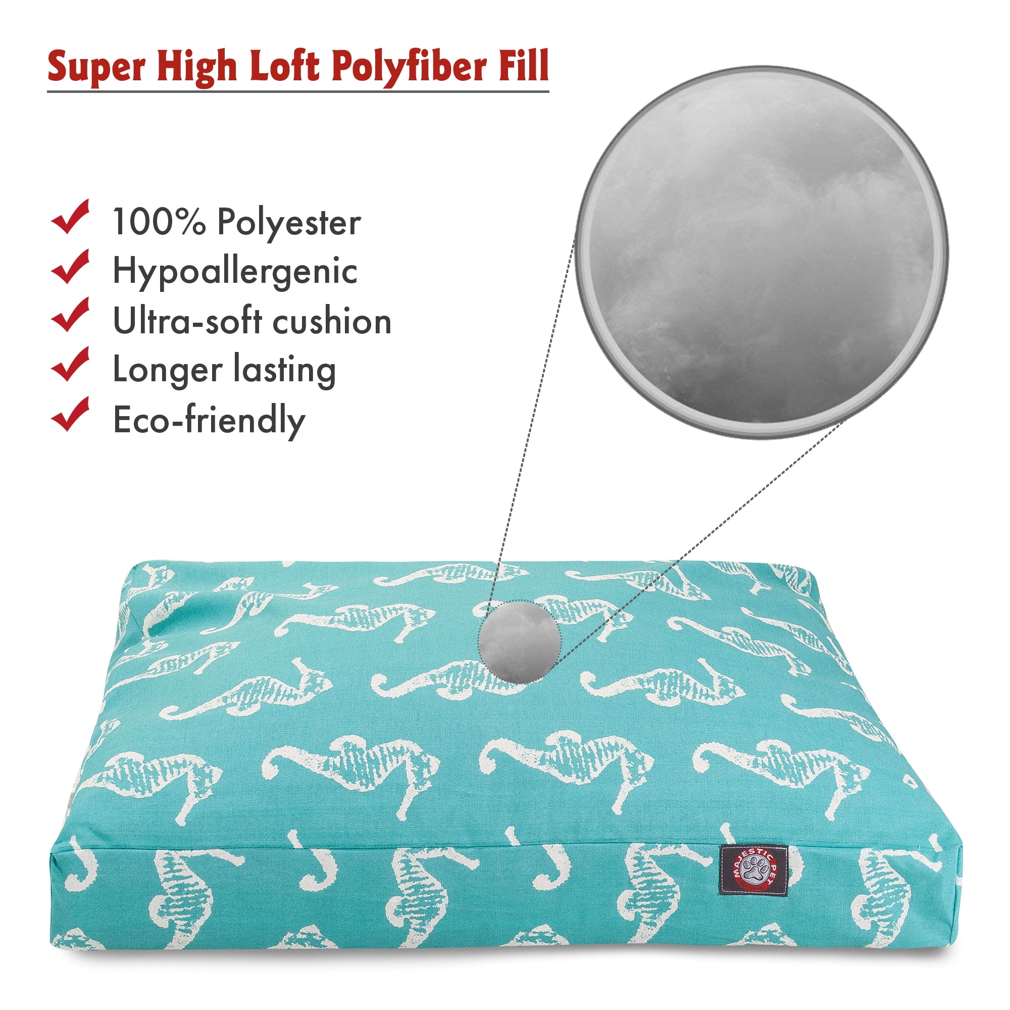 Majestic Pet | Sea Horse Rectangle Pet Bed For Dogs, Removable Cover, Teal, Small