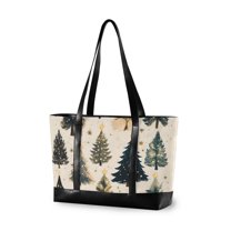 FORMRS Laptop Tote Bag for Women with 15.6" Computer Compartments Handbag, Beige Christmas Trees