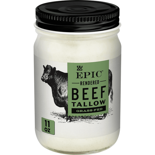 EPIC Beef Tallow, Grass Fed, Keto Friendly, Whole30, 11oz Jar Walmart