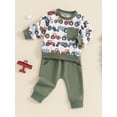 thumbnail image 4 of Aojekbee Baby Boys Pants Set, Long Sleeve Crew Neck Tractor Print Sweatshirt with Elastic Waist Sweatpants Infant Clothes, 4 of 9