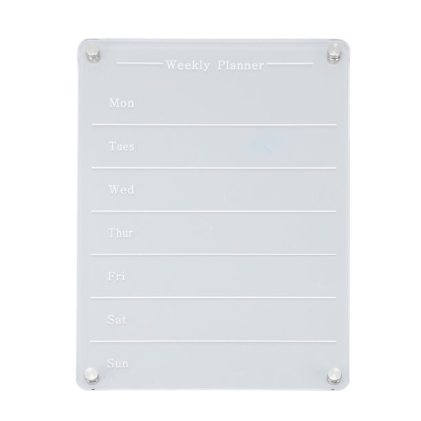 Calendrier Magnétique Réfrigérateur Acrylique LED – 30x20 Cm, Effaçable, Planificateur Mensuel Lumineux, 7 Marqueurs Inclus, Transparent