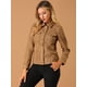 thumbnail image 3 of Chaqueta de gamuza sintética con botones a presión, bolsillos con solapa y cuello vuelto para mujer marrón M, 3 of 6