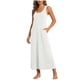 thumbnail image 1 of Vestido de Cuello de Tripulación para las Mujeres Moda Casual Color Sólido sin Mangas Bolsillo Longitud de Tobillo Vestido de Verano Largo para las Mujeres, 1 of 6