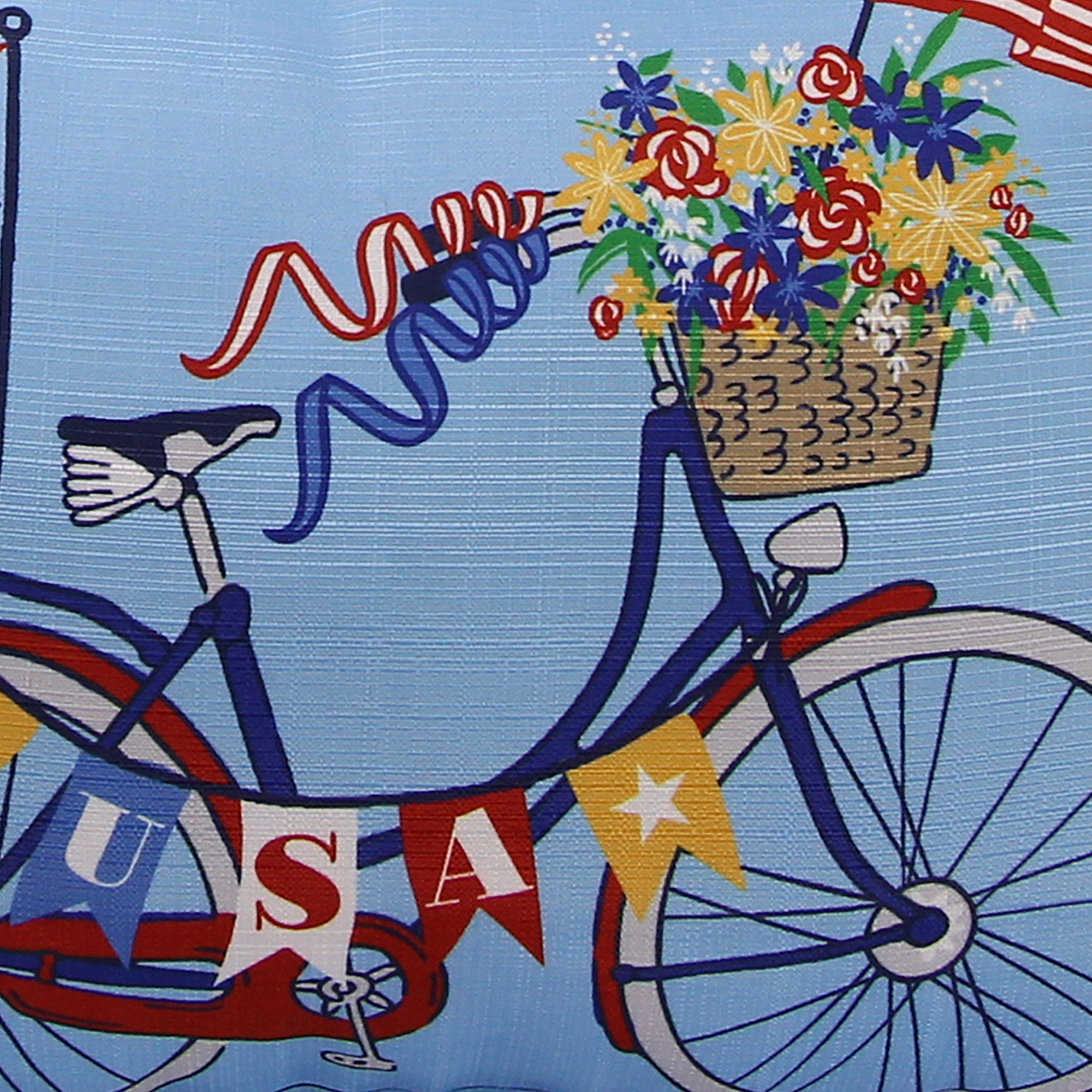 Jordan Manufacturing 20" x 14" Multicolor American Flag Bike Rectangular Decorative Lumbar Throw Pillow with Welt