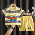 thumbnail image 4 of KPOPLK Baby Toddler Boy Clothes 2 Piece Outfits Set Short Sleeve Cartoon T-Shirt Top Clothing Casual Shorts Summer 0-48 Months(7-8 Years,Grey), 4 of 4