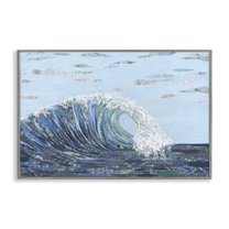 Stupell Industries Big Kahuna Wave Landscape Painting Gray Framed Art Print Wall Art, 30 x 20