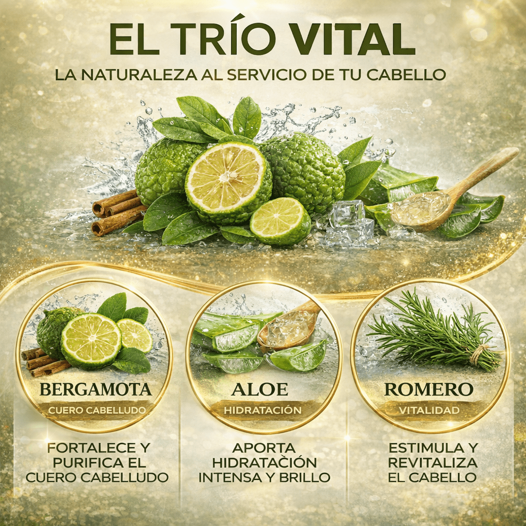 Shampoo Organic Bergamot + Conditioner (16.9 fl oz) with Aloe Vera & Rosemary | SHAMPOO ORGÁNICO BERGAMOTA con Sábila & Romero + Acondicionador - 500 ml - Biotina