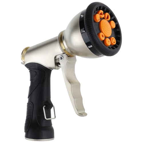 Garden Hose Nozzles 9 Adjustable Patterns Hose Spray Nozzle Heavy Duty Metal Hose Nozzle Spray Slip Resistant Water Sprayer for Cleaning/Watering Lawn Garden/Pets Shower/Car Washing