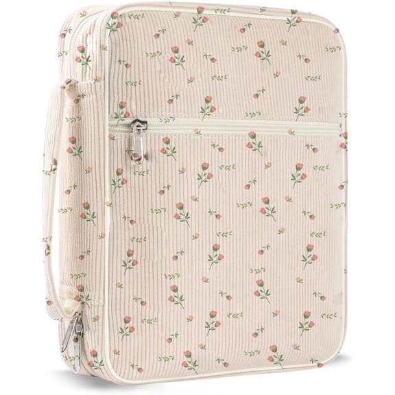Cover Case for Women, Corduroy  Bag Tote with Handles, Soft Floral Book Cover, Study Carrier Bag Christian Gifts