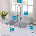 thumbnail image 4 of KRAUS Kitchen Combo with 33 Inch Undermount 50/50 Double Bowl 16 Gauge Stainless Steel Kitchen Sink and Nola™ Commercial Kitchen Faucet with Soap Dispenser in Chrome, 4 of 12