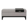 thumbnail image 1 of SIMPLIHOME Oregon 42 inch Wide Transitional Rectangle Lift Top Storage Ottoman Bench with Removable Tray, Upholstered Cloud Grey Tufted Linen Look Fabric, Footrest Stool, Coffee Table for Living Room, 1 of 9