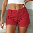 thumbnail image 6 of oqasdz Womens High Waisted Cargo Shorts Button Closure Solid Color Casual Shorts with Stretchy Fit and Functional Side Pockets, 6 of 6