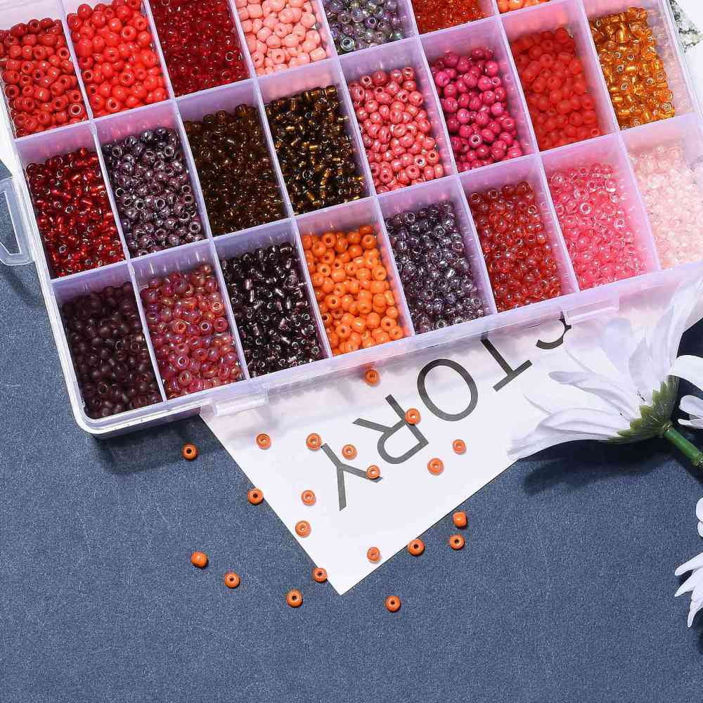 288G 24 Colors Glass Seed Beads Round Mixed Color 6/0 4~5x2.5~4.5mm Hole: 1.2~1.5mm 12g/color 1Box