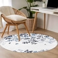 thumbnail image 4 of Round Rugs 3Ft, Navy Blue Leaves Round Area Rug Washable Indoor Throw Carpet, Summer Botanical Small Non Slip Circle Rug for Bedroom Living Room Home Decor Aesthetic, 4 of 8