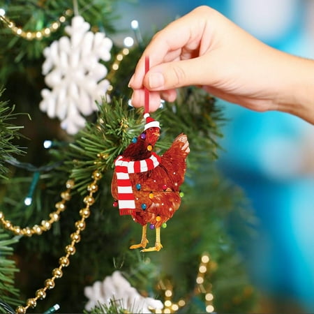 

Christmas Decorations Christmas Chicken Acrylic Decorations Christmas Tree Decorations With Christmas Scarf Chicken Christmas Decorations Pendant
