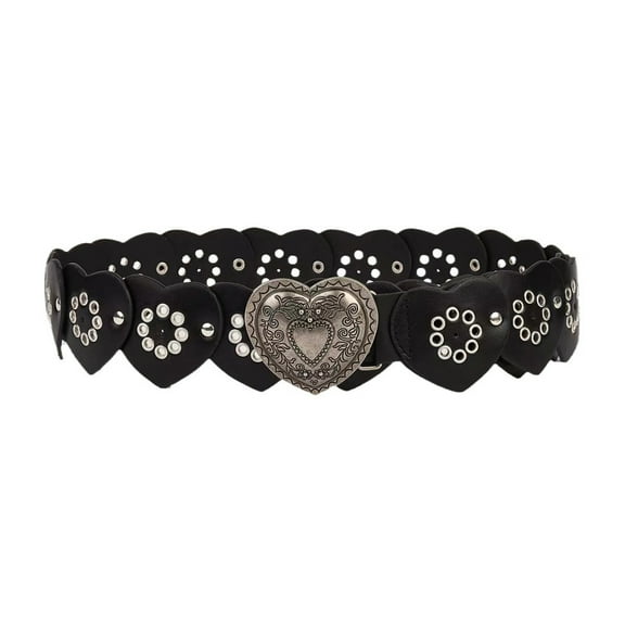 Hollowed Heart Shaped Belt Aesthetic Rivet Studded Wide Belt Pants Belt 2000s Girl Waistband Female Western Waist Decors