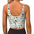 thumbnail image 3 of Haiem Cartoon Dinosaur Pattern Womens Sports Bra - U Neck Padded Low Impact Yoga Bra Workout Crop Top Gym Moisture-Wicking Workout Vest -Large, 3 of 9