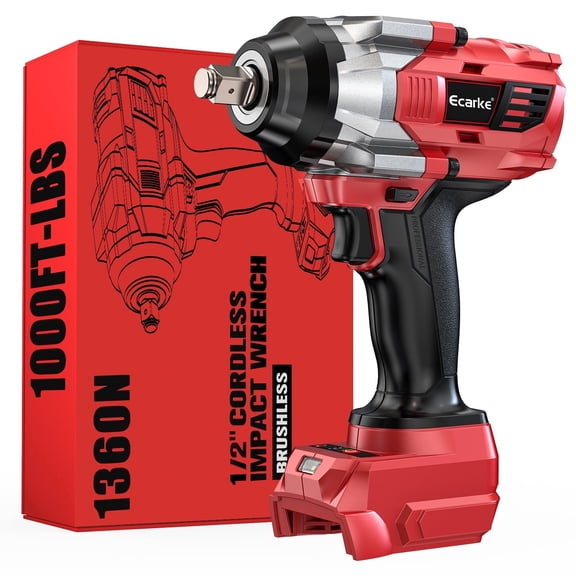 Cordless Impact Wrench 1/2 inch for Milwaukee 18V Battery, 900Ft-lbs(1200N.m) High Torque Impact Driver, Brushless Electric Impact Wrench Gun with 4-Mode Speed, LED Work Light for Car(no battery)