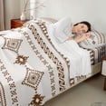 thumbnail image 4 of Manfei Southwestern Aztec Bed Sheets, Bohemian Brown Beige Fuul Size Sheets, Reversible 4 Pieces1 Flat Sheet + 1 Fitted Sheet + 2 Pillowcases, 4 of 6