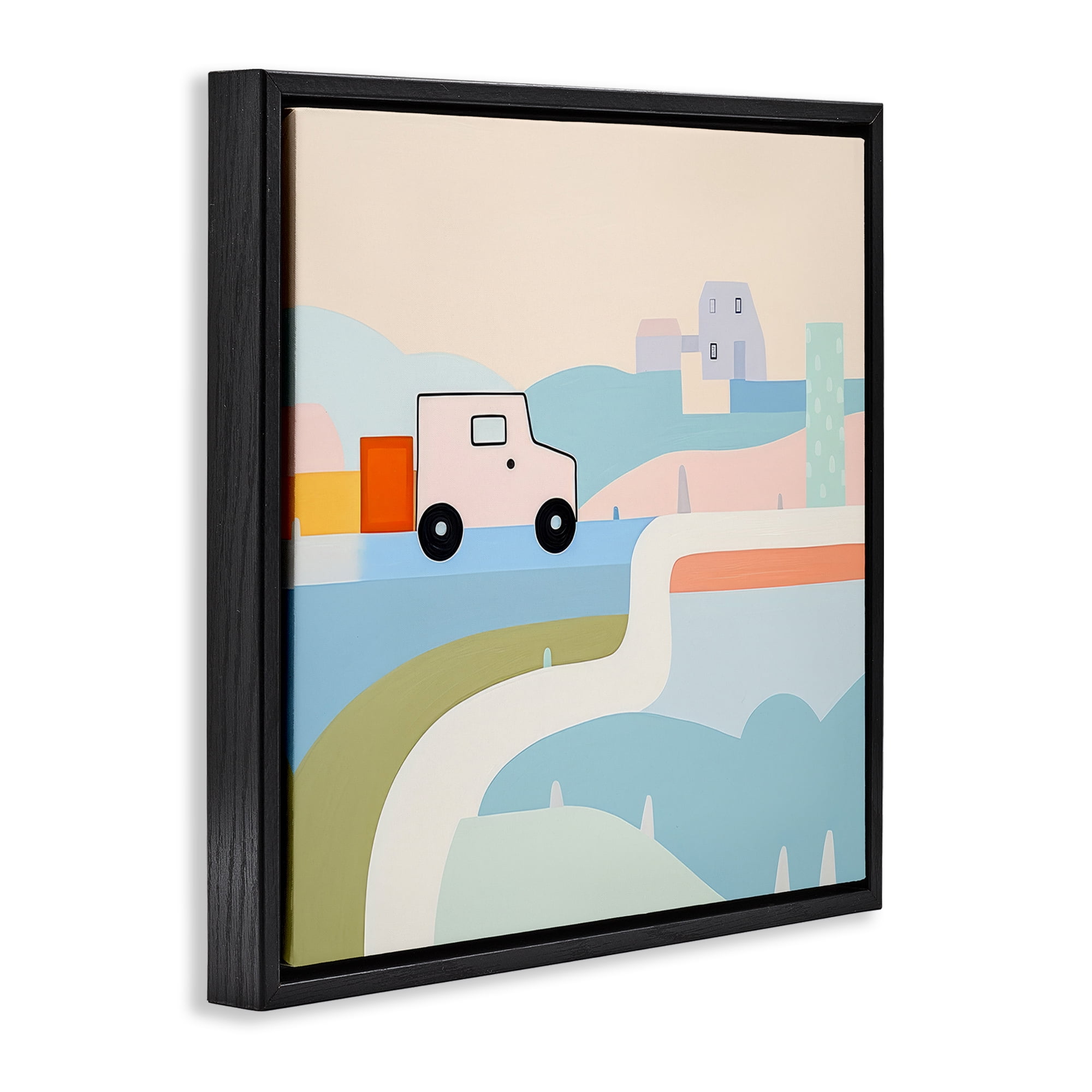 Stupell Industries Imagination On Wheels Landscape Painting Black Floater Framed Art Print Wall Art, 18 x 18