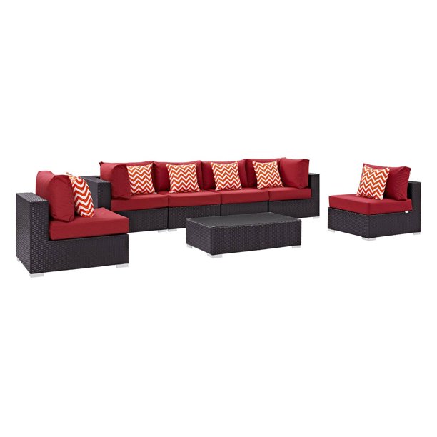Modway Convene 7Piece Outdoor Patio Sectional Set, Multiple Colors