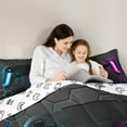 thumbnail image 5 of Castle Fairy Children Teens Boys Girls Game Controller Gamepads Bedding Comforter Set 2pcs,Gradient Video Game Gamer Twin Comforter Sets Microfiber,Neon Lights Honeycomb Breathable Bedding Set, 5 of 8